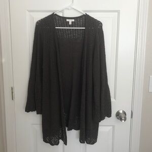 LC Lauren Conrad Open Knit Pointelle Bell Sleeve Cardigan Size XL Brown